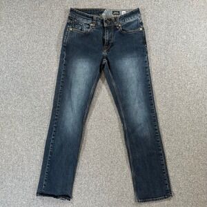 Volcom Solver Modern Straight Jeans Mens 28 Dark Wash Blue Denim Skate Pants